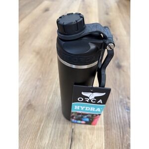 ORCA Hydra Water Bottle Black Stainless Steel‎ Insulated Whale Tail Handle New